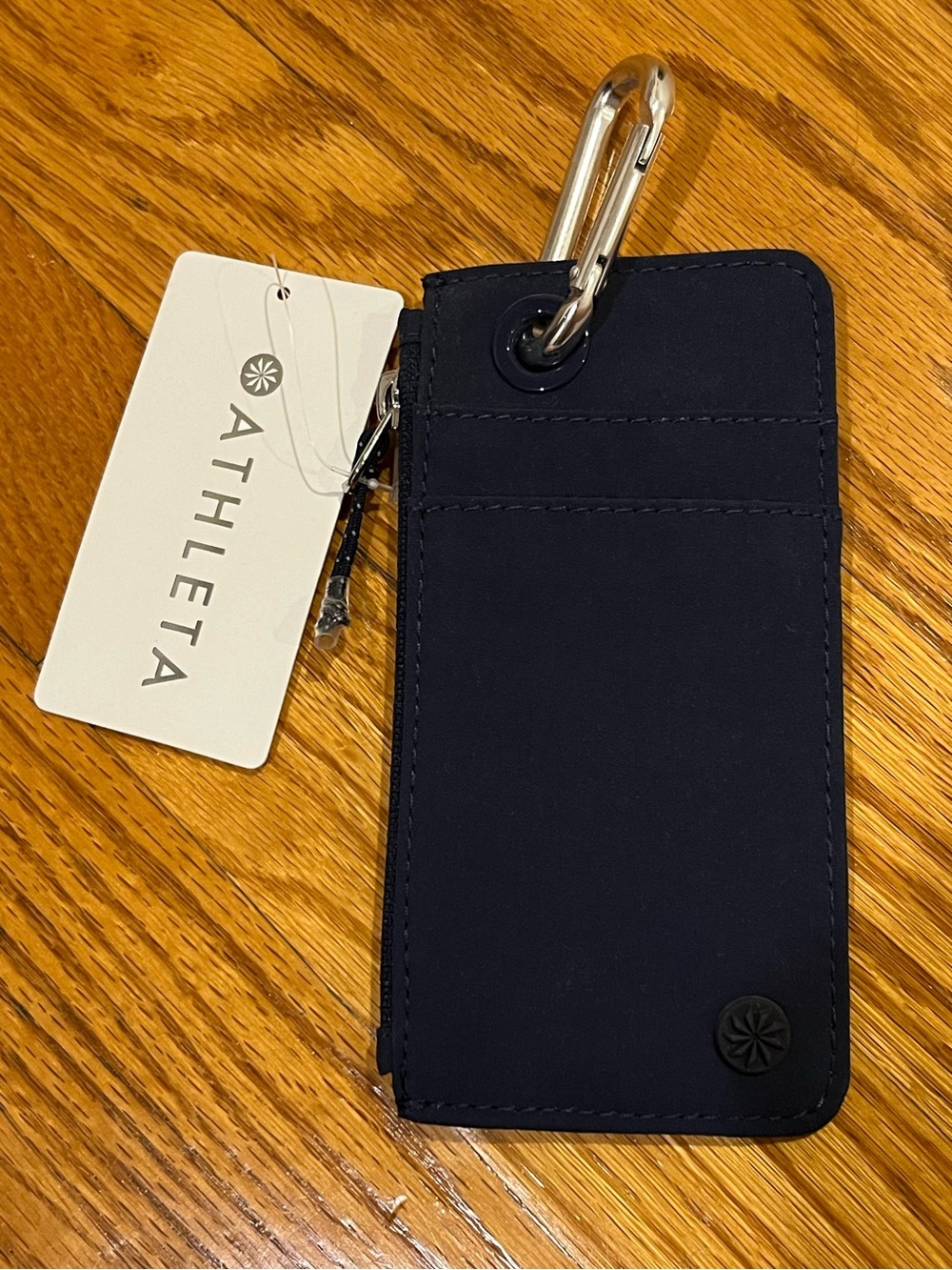 Athleta Coffee Run Wallet 2.0- Navy Blue with Silver Carabiner